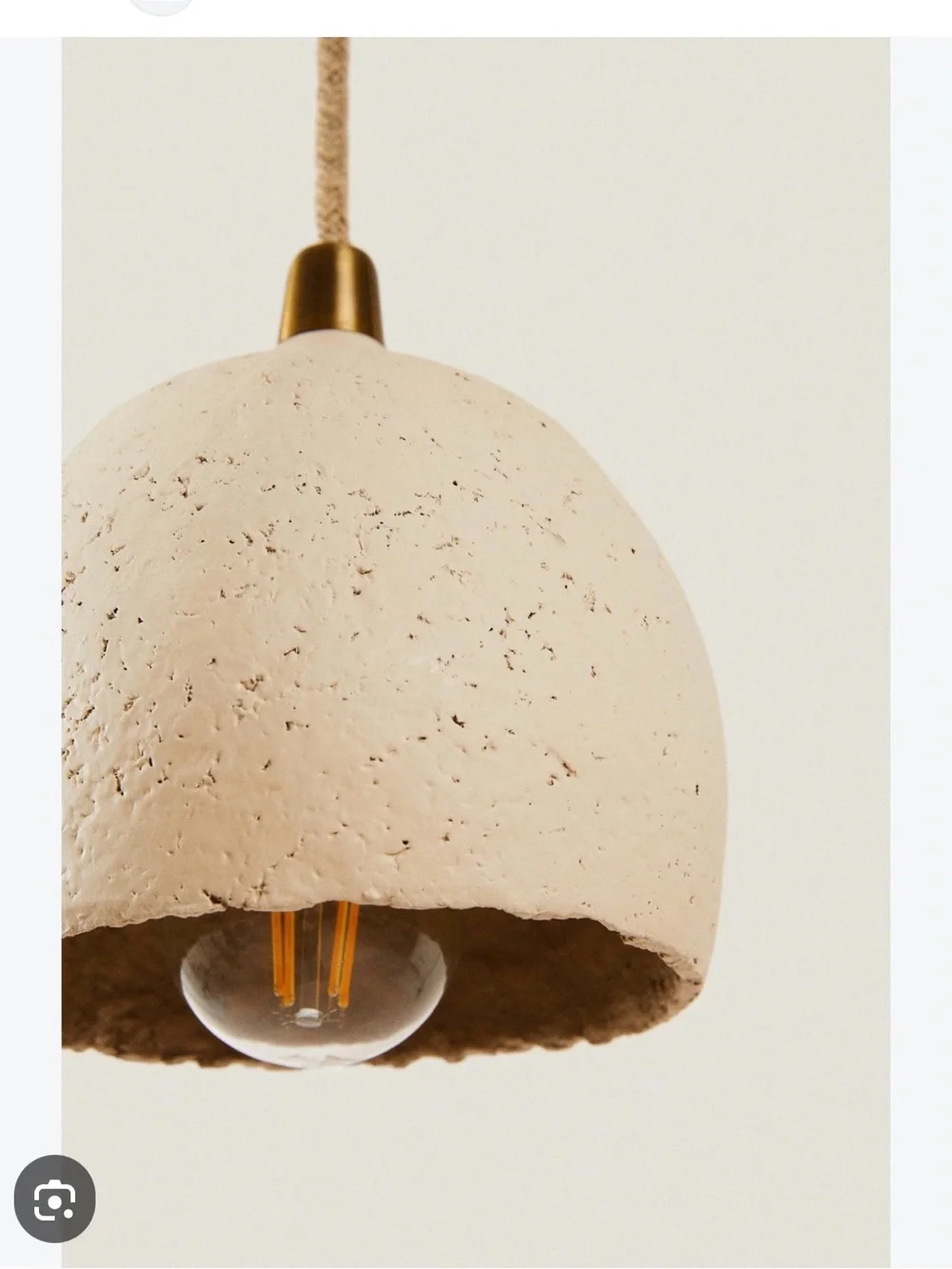 Zara Cream Textured Ceramic Dome Pendant with Braided Cord